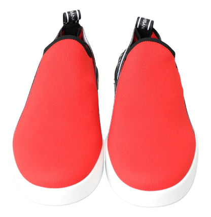 حذاء رياضي مسطح أحمر أبيض من دولتشي آند غابانا