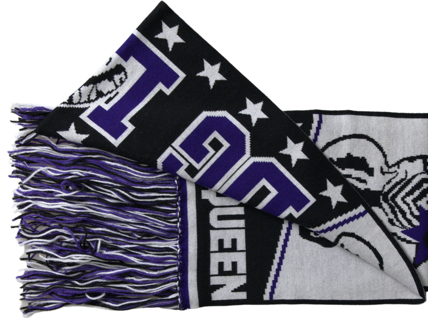 وشاح دولتشي آند غابانا متعدد الألوان من الصوف DG Queen Wrap Fringe