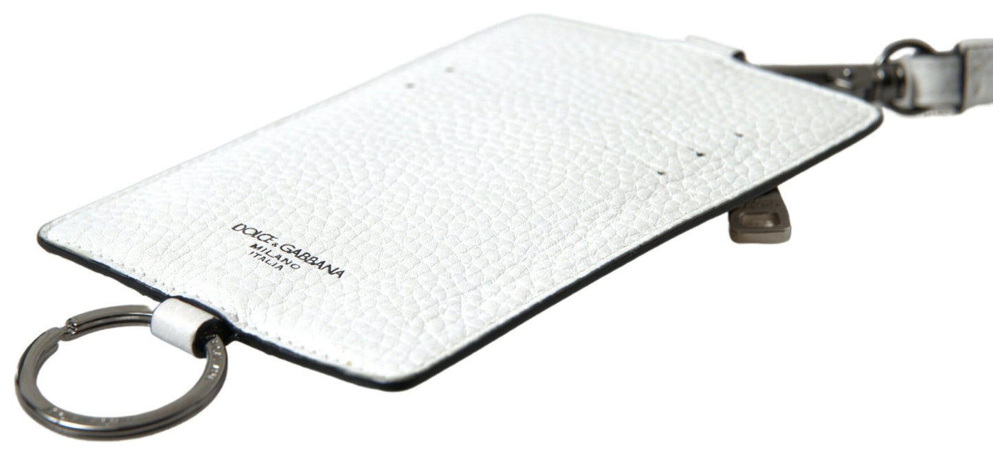 محفظة دولتشي آند غابانا للرجال مصنوعة من الجلد الأبيض مع شعار دولتشي آند غابانا