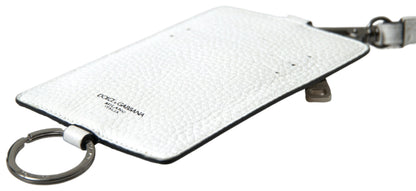 محفظة دولتشي آند غابانا للرجال مصنوعة من الجلد الأبيض مع شعار دولتشي آند غابانا