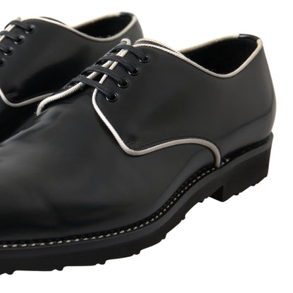 Dolce & Gabbana Black White Leather Formal Shoes