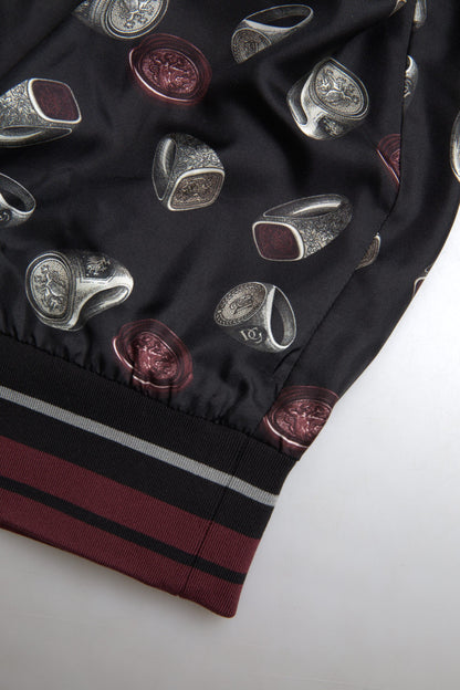 سترة دولتشي آند غابانا الحريرية ذات الرقبة المستديرة بطبعة حلقات سوداء