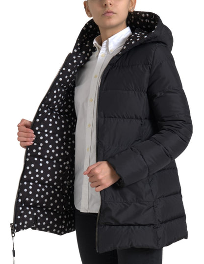 جاكيت دولتشي آند غابانا أسود من البوليستر بغطاء رأس وقابل للعكس