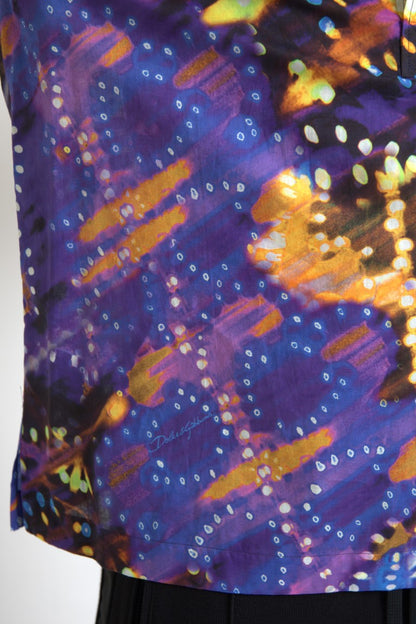 قميص بولو رجالي من القطن بطبعة لومينير من دولتشي آند غابانا