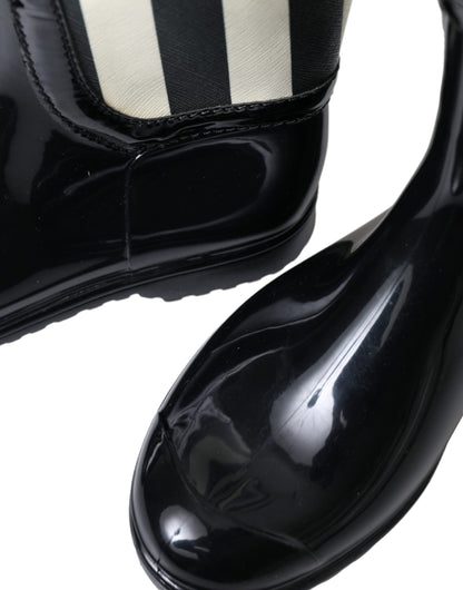 حذاء دولتشي آند غابانا أسود مطاطي مسطح يصل إلى الركبة