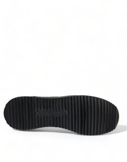 حذاء سنيكرز جلدي أسود من دولتشي آند غابانا مزين بالدانتيل المزهر