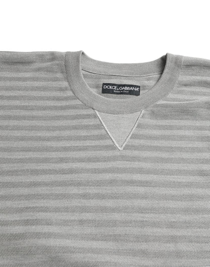 سترة صوفية من الحرير بياقة دائرية رمادية من دولتشي آند غابانا