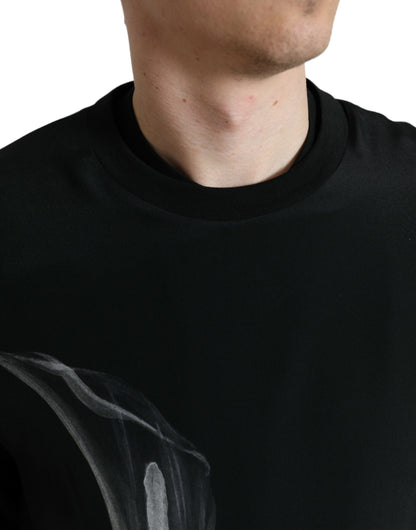 سترة دولتشي آند غابانا سوداء بطبعة زهور وياقة دائرية