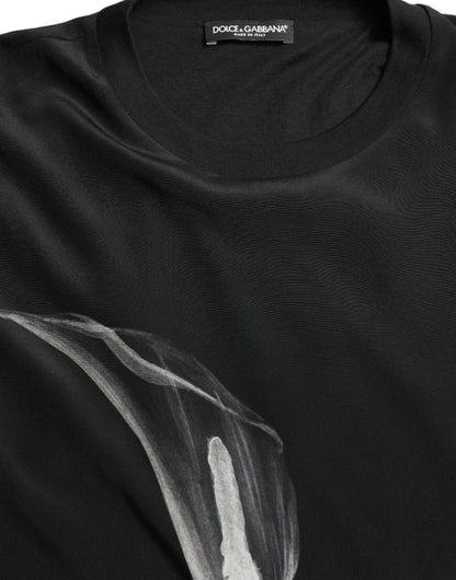 سترة دولتشي آند غابانا سوداء بطبعة زهور وياقة دائرية