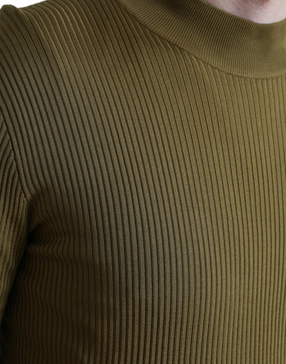 سترة دولتشي آند غابانا من الفيسكوز باللون الأخضر العسكري بياقة دائرية