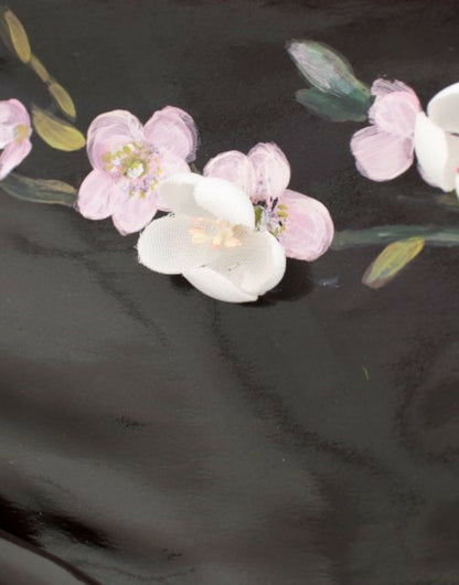 فستان دولتشي آند غابانا أسود بأكمام 3/4 مزين بالزهور