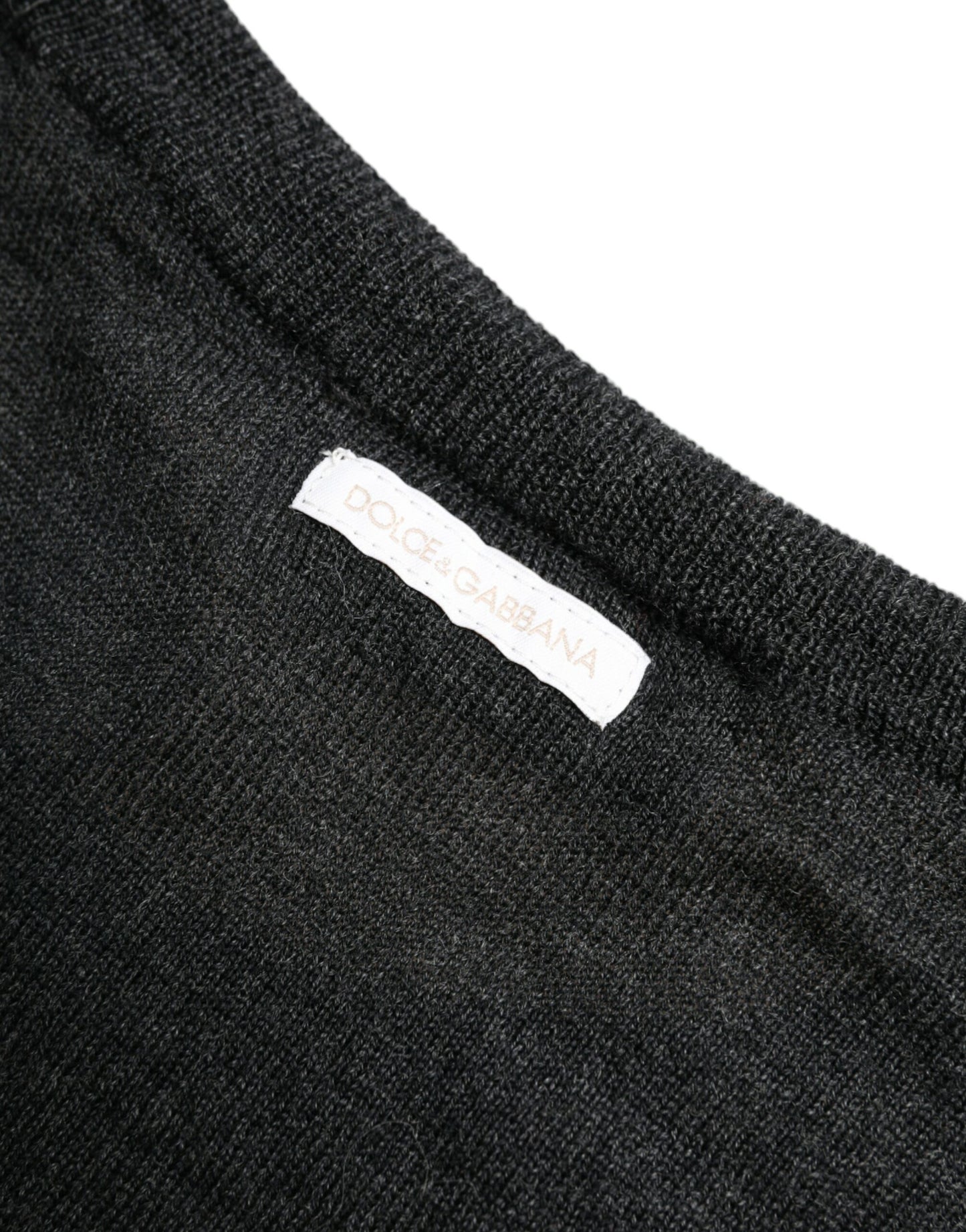 سترة دولتشي آند غابانا رمادية من الصوف بياقة دائرية