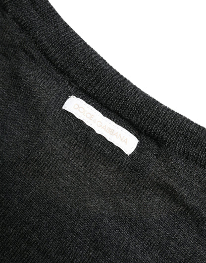 سترة دولتشي آند غابانا رمادية من الصوف بياقة دائرية