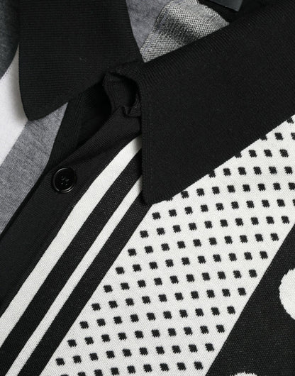 سترة بولو من دولتشي آند غابانا باللونين الأسود والأبيض