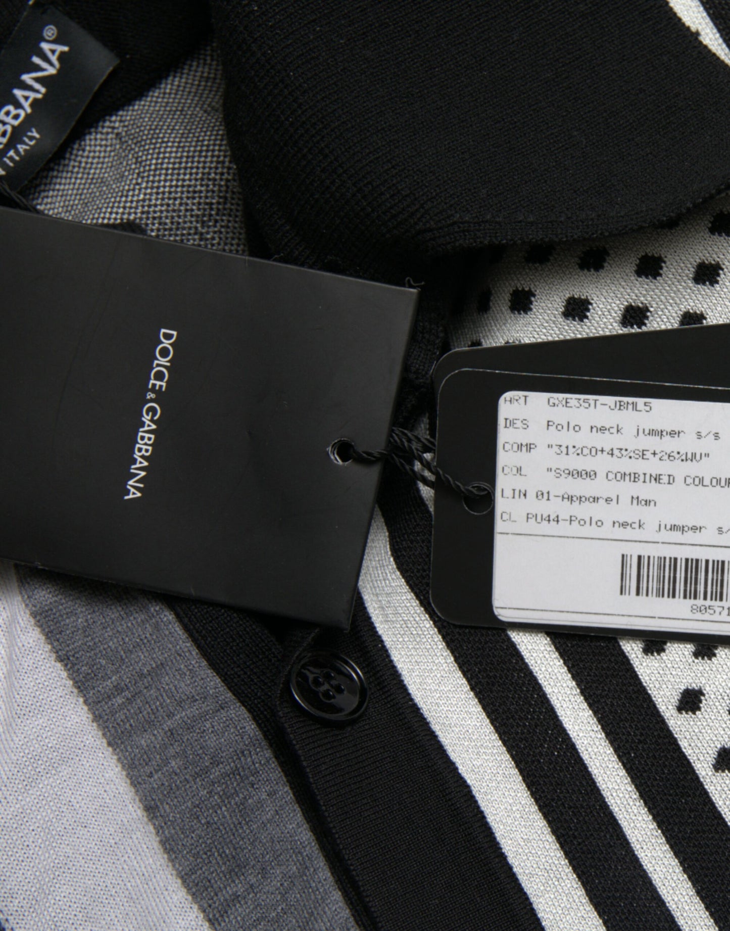 سترة بولو من دولتشي آند غابانا باللونين الأسود والأبيض