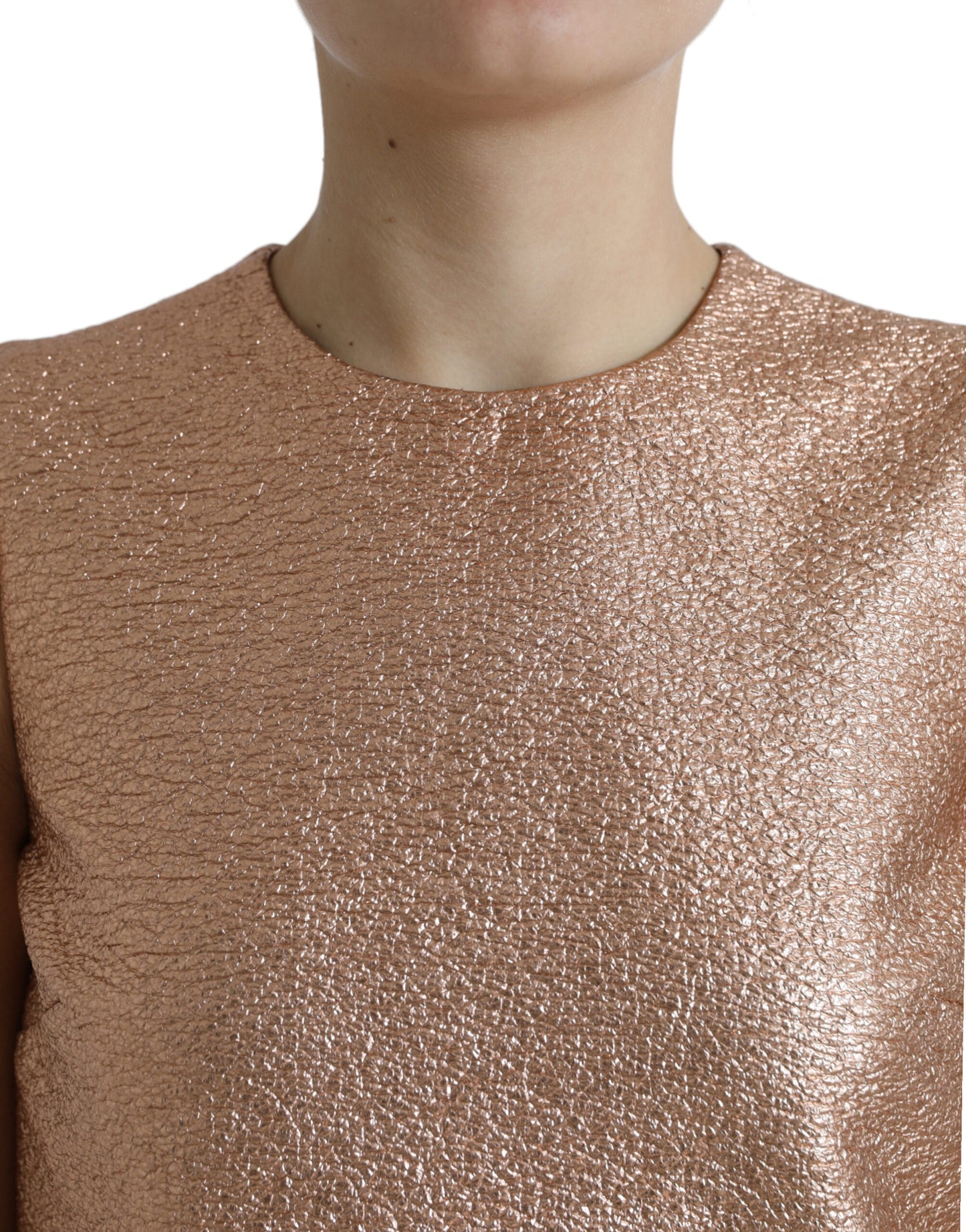 فستان دولتشي آند غابانا الوردي الجاكار بدون أكمام قصير