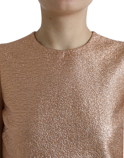 فستان دولتشي آند غابانا الوردي الجاكار بدون أكمام قصير