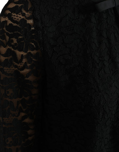 بلوزة Dolce &amp; Gabbana Black STAFF من النايلون والدانتيل المزهر