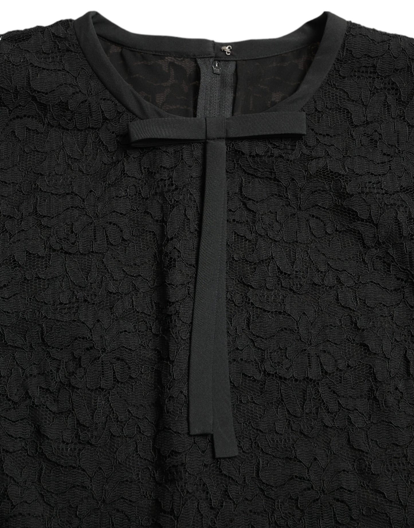 بلوزة Dolce &amp; Gabbana Black STAFF من النايلون والدانتيل المزهر