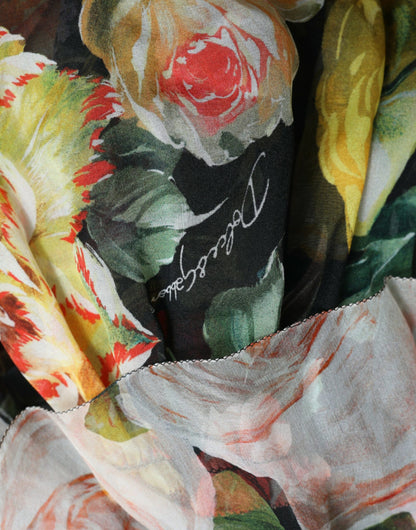 فستان ماكسي متعدد الألوان من الشيفون المزهر من دولتشي آند غابانا