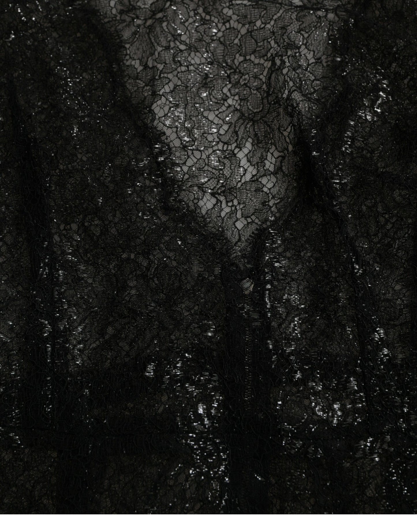 فستان دولتشي آند غابانا أسود شفاف من الدانتيل المزهر متوسط ​​الطول