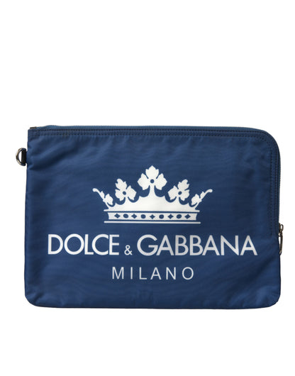 حقيبة كلاتش رجالية من النايلون بطبعة DG Milano باللون الأزرق من Dolce &amp; Gabbana