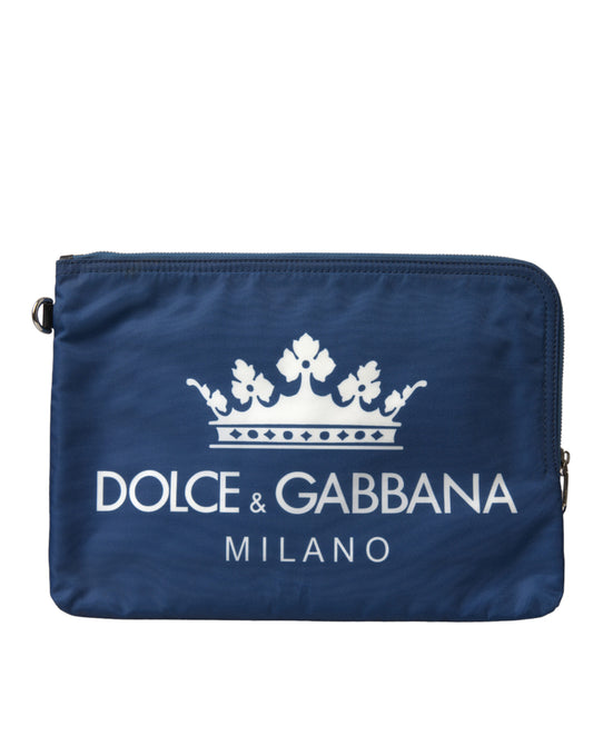 حقيبة كلاتش رجالية من النايلون بطبعة DG Milano باللون الأزرق من Dolce &amp; Gabbana