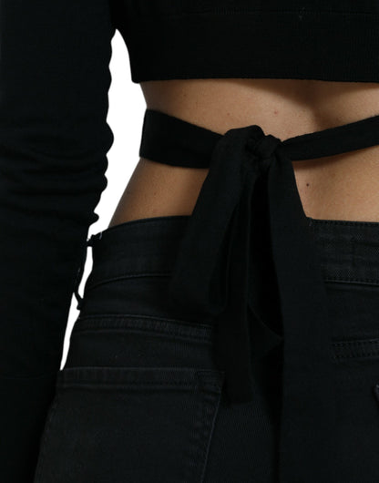 كارديجان دولتشي آند غابانا أسود من الصوف بفتحة رقبة على شكل حرف V ومتقاطع