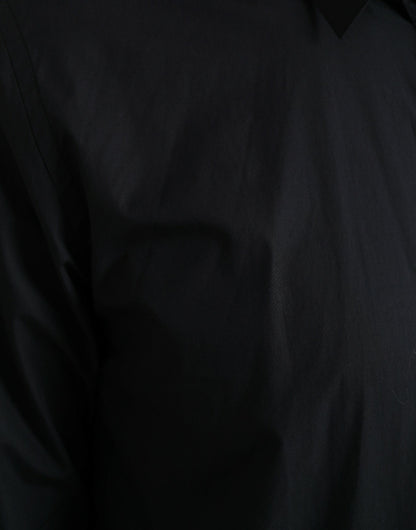 قميص دولتشي آند غابانا الرسمي ذو الياقة القطنية باللون الأزرق الداكن