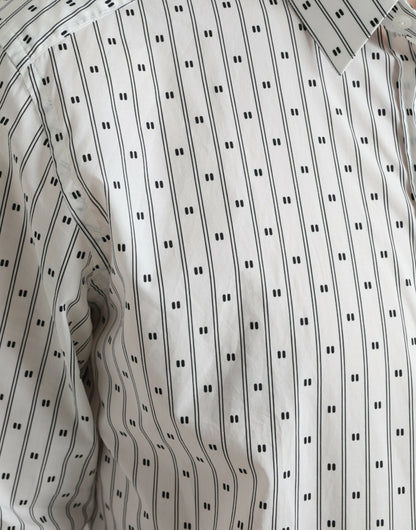 قميص دولتشي آند غابانا رجالي رسمي أبيض منقوش باللون الذهبي