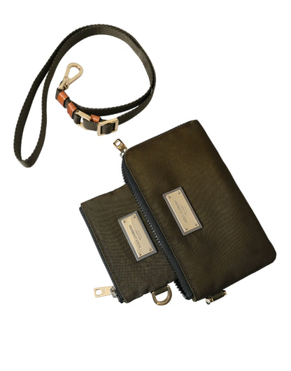 مجموعة حقائب دولتشي آند غابانا متعددة الوظائف من النايلون باللون الأخضر الداكن مع شعار دولتشي آند غابانا، قطعتين