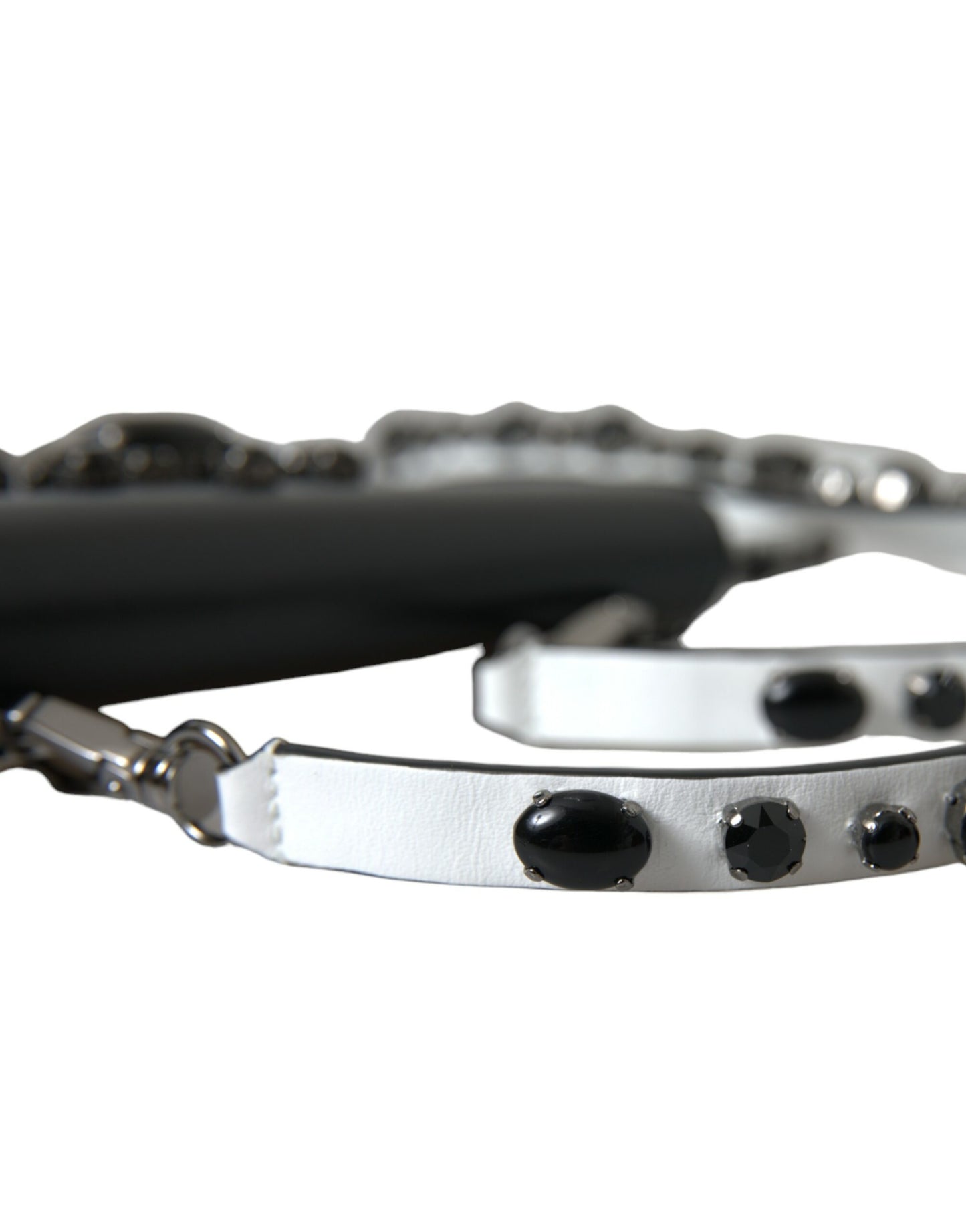 محفظة دولتشي آند غابانا الجلدية السوداء البيضاء المزينة بالكريستال