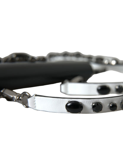 محفظة دولتشي آند غابانا الجلدية السوداء البيضاء المزينة بالكريستال