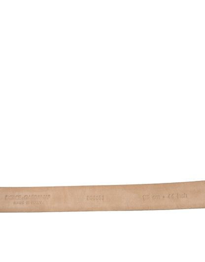 حزام دولتشي آند غابانا من الجلد البني الداكن مع مشبك معدني فضي