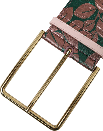 حزام دولتشي آند غابانا متعدد الألوان من الجاكار المزهر مع مشبك ذهبي