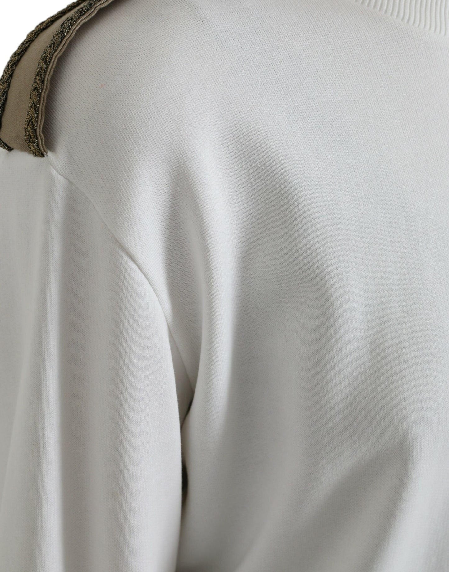 سترة دولتشي آند غابانا القطنية البيضاء المزخرفة بالزهور بياقة دائرية