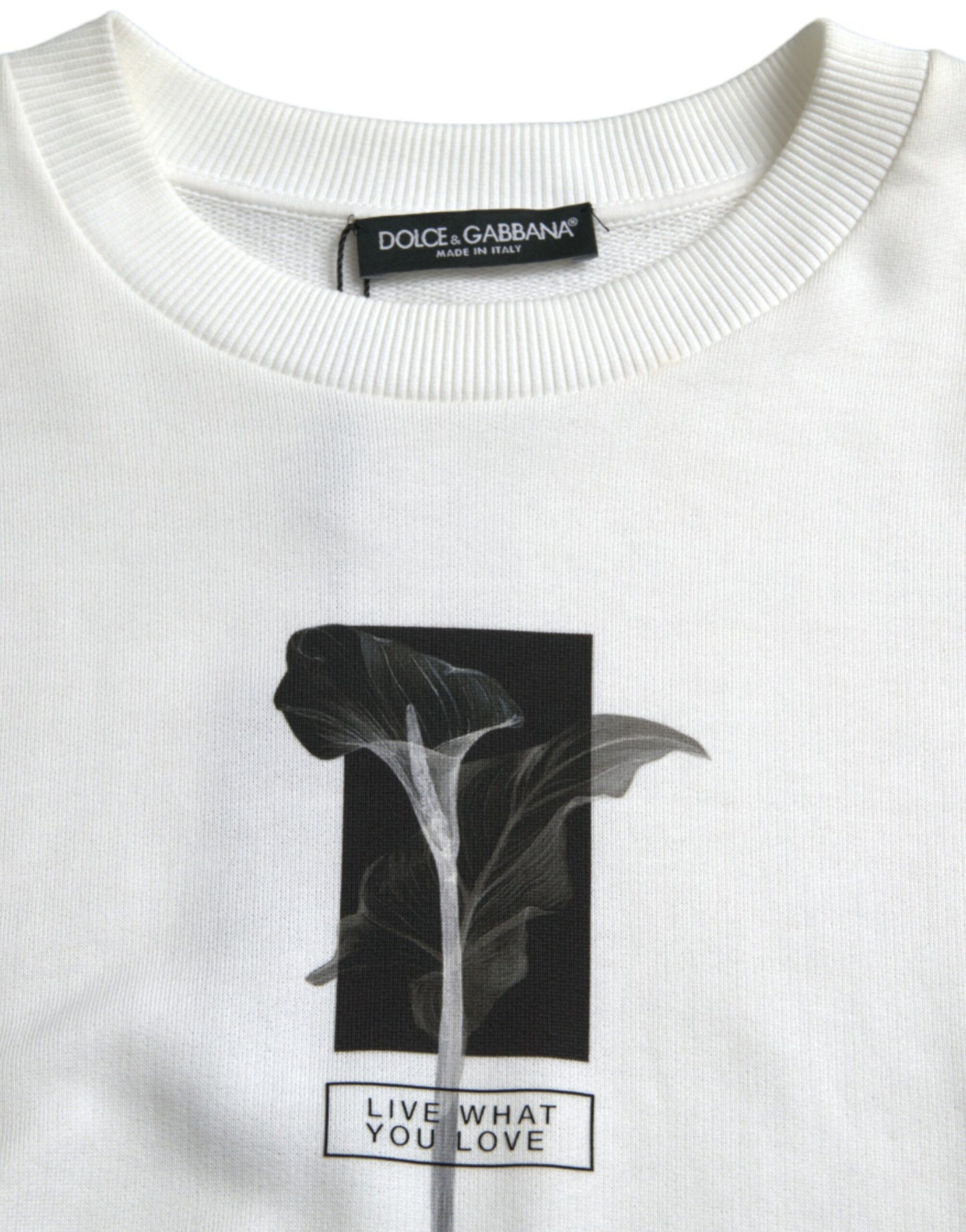 سترة دولتشي آند غابانا القطنية البيضاء المزخرفة بالزهور بياقة دائرية