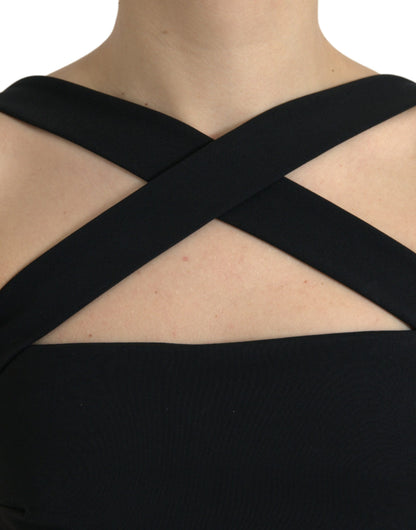 فستان دولتشي آند غابانا أسود بأكمام طويلة وقصة ضيقة