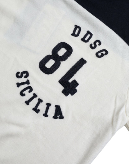 قميص هنلي من دولتشي آند غابانا أبيض وأسود من سيسيليا، بلوفر