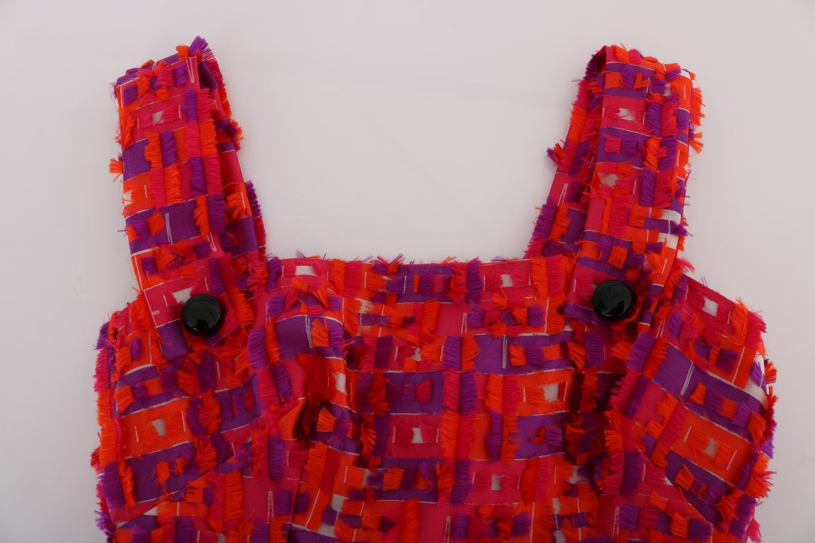 فستان دولتشي آند غابانا وردي منقوش بقصة A فوق الركبة