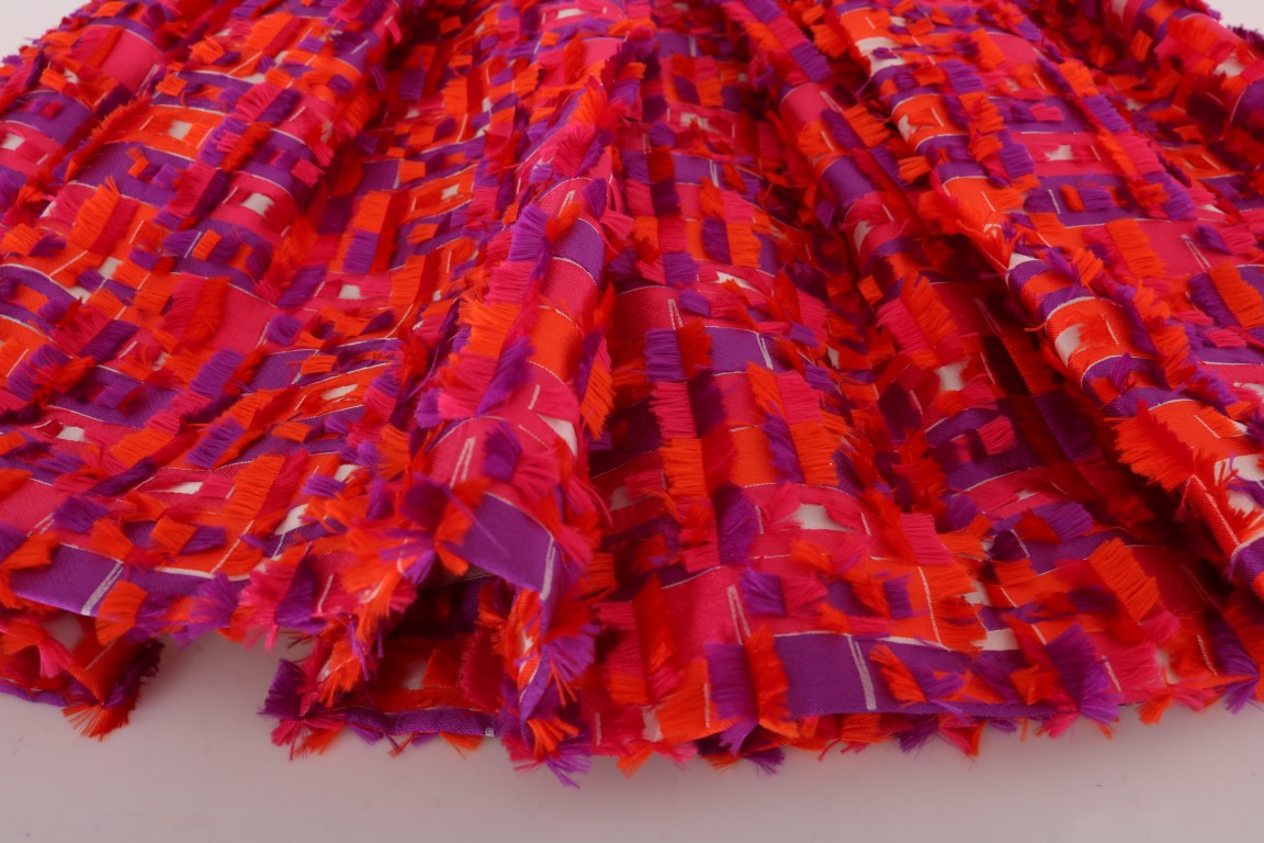 فستان دولتشي آند غابانا وردي منقوش بقصة A فوق الركبة