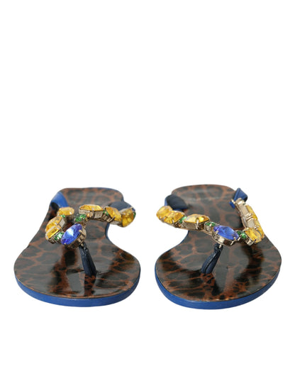 حذاء دولتشي آند غابانا للشاطئ من جلد العجل الكريستالي الأزرق