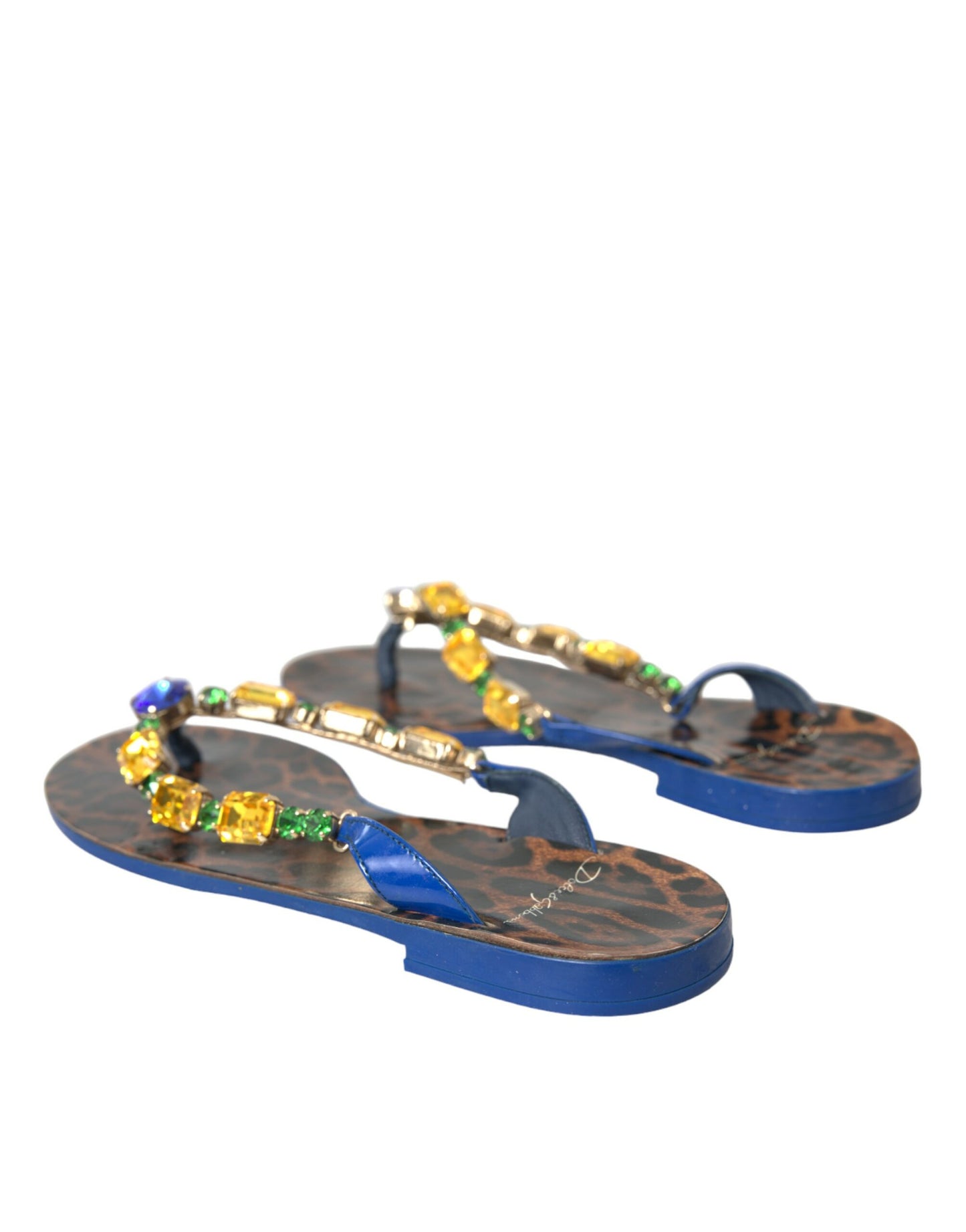 حذاء دولتشي آند غابانا للشاطئ من جلد العجل الكريستالي الأزرق