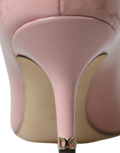 حذاء دولتشي آند غابانا بكعب عالٍ من الجلد اللامع باللون الوردي الفاتح