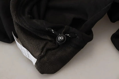 سويت شيرت دولتشي آند غابانا أسود قطني بغطاء رأس وشعار