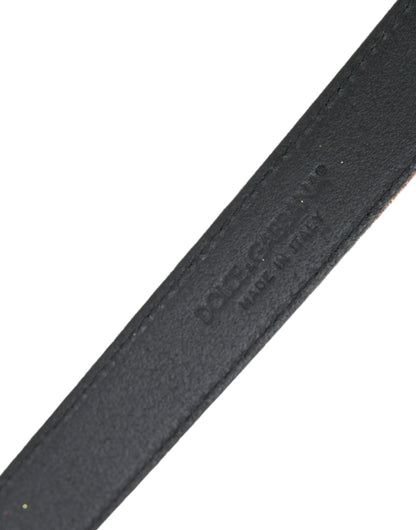 حزام دولتشي آند غابانا من الجلد اللامع الذهبي مع مشبك معدني فضي