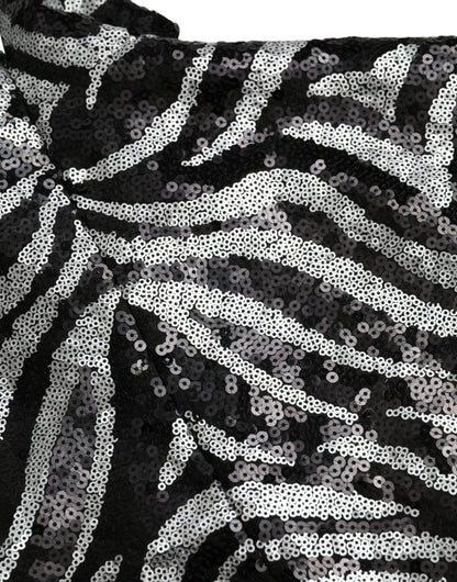 سترة دولتشي آند غابانا سوداء فضية مزينة بالترتر من البوليستر