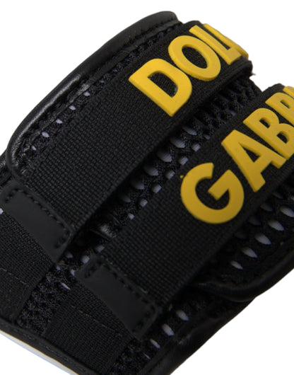 أحذية دولتشي آند غابانا بيضاء وسوداء بشعار ملابس الشاطئ، أحذية مسطحة، صنادل