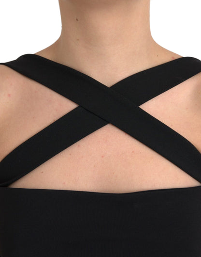 فستان دولتشي آند غابانا أسود بأكمام طويلة وقصة ضيقة