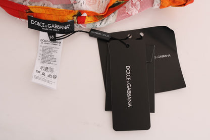 بلوزة دولتشي آند غابانا البرتقالية المطبوعة والمزينة بالكريستال